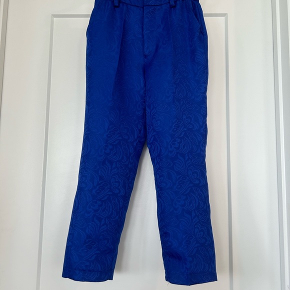 Boys Royal Blue Jacquard Double Breasted Tuxedo Suit (8/9 year) - Picture 4 of 16